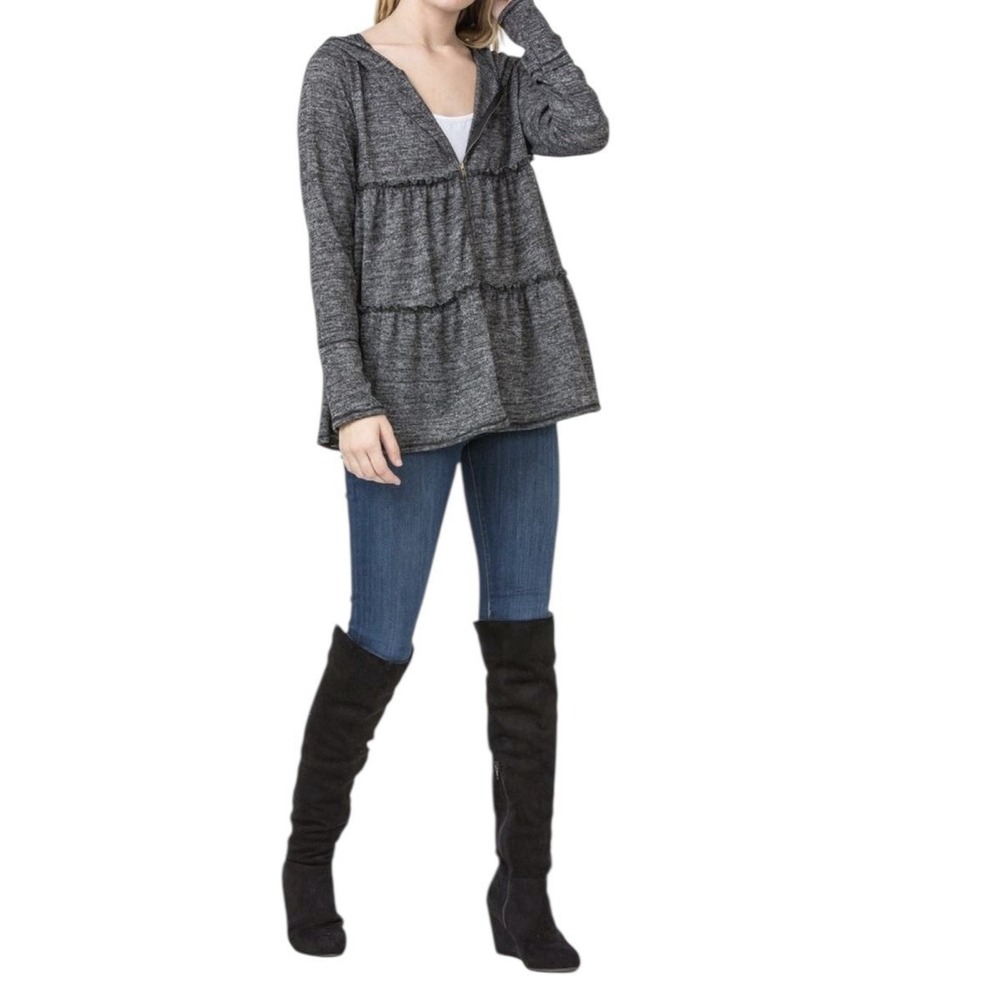 Natural Life Jacket Hoodie Top Women's Large Black Hippie Chic‎ Cottagecore Boho